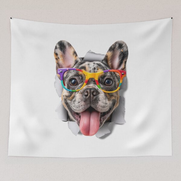 Item preview, Cute French bulldog sticking its head out of the hole in white paper designed and sold by Eakpixx.