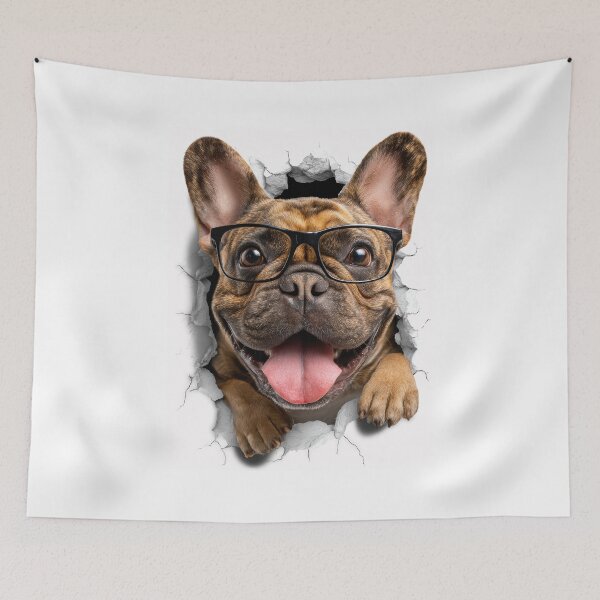 Item preview, Cute French bulldog sticking its head out of the hole in white paper designed and sold by Eakpixx.