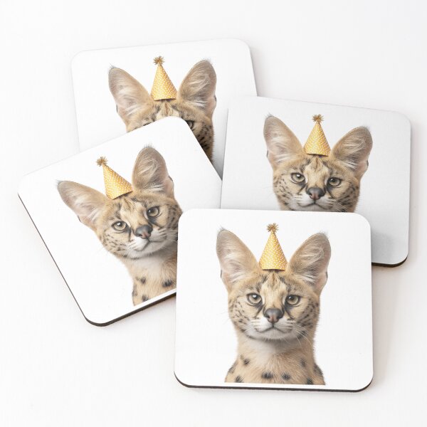 Item preview, Cute Serval with Party Hat Birthday Celebration designed and sold by LazyOwlStore.