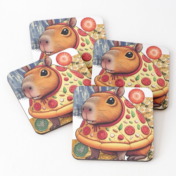Item preview, Capybara Pizza, Kawaii animals with cheese sauce flavor designed and sold by Brushlight Studio.