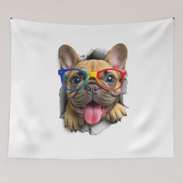 Item preview, Cute French bulldog sticking its head out of the hole in white paper designed and sold by Eakpixx.