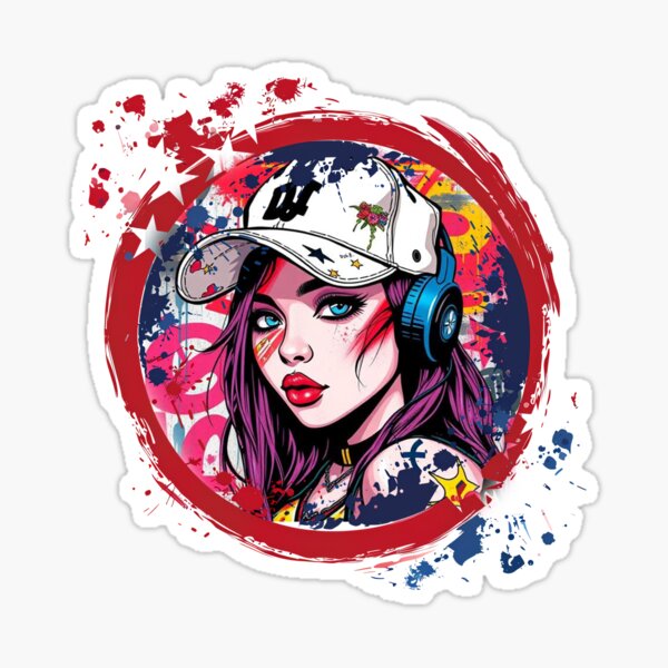 Item preview, Urban Pop Art Girl with Headphones – Streetwear Graffiti Style designed and sold by Greengoo Design.