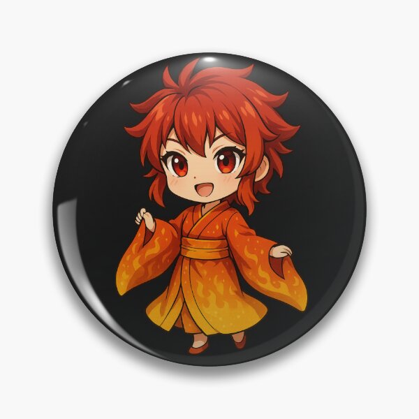 Item preview, Mizuki, the Flame Dancer – Chibi Character with Fiery Red Hair & Colorful Kimono designed and sold by ColorSplash123.