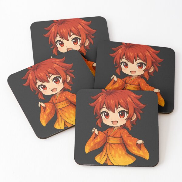 Item preview, Mizuki, the Flame Dancer – Chibi Character with Fiery Red Hair & Colorful Kimono designed and sold by ColorSplash123.