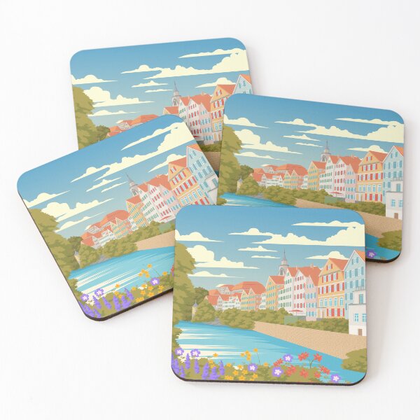 Item preview, Stuttgart Germany Vintage Travel Poster River Flowers Illustration designed and sold by Stadify.