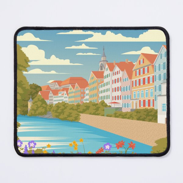 Item preview, Stuttgart Germany Vintage Travel Poster River Flowers Illustration designed and sold by Stadify.
