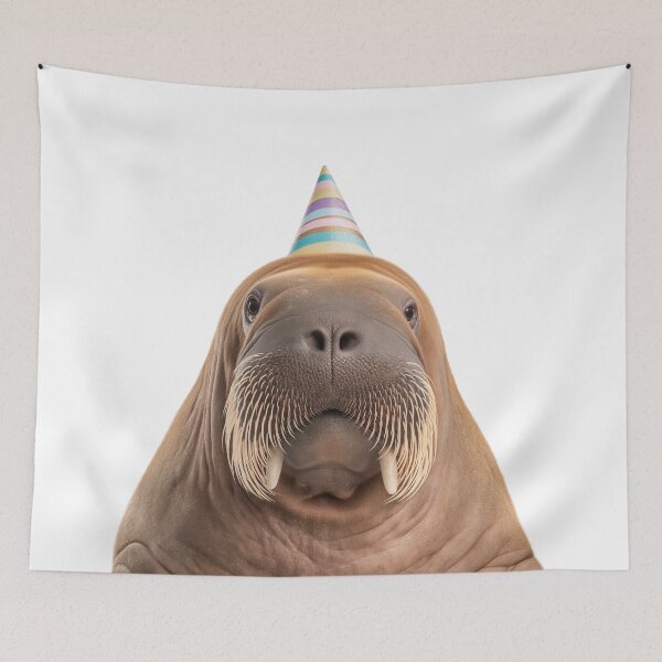 Item preview, Cute Walrus with Party Hat Birthday Celebration designed and sold by LazyOwlStore.