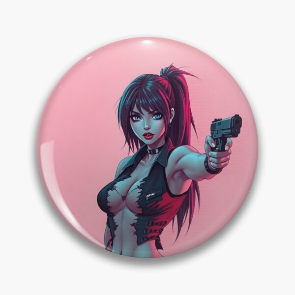 Item preview, Girl with gun cool anime manga illustration art designed and sold by Vintage Designs +.