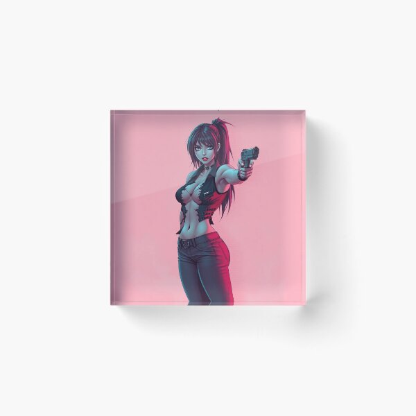 Item preview, Girl with gun cool anime manga illustration art designed and sold by Vintage Designs +.