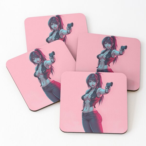 Item preview, Girl with gun cool anime manga illustration art designed and sold by Vintage Designs +.