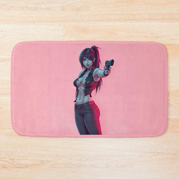 Item preview, Girl with gun cool anime manga illustration art designed and sold by Vintage Designs +.
