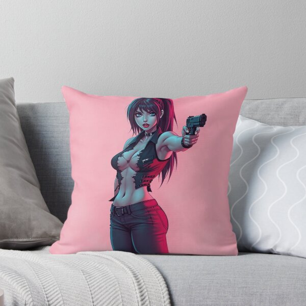 Item preview, Girl with gun cool anime manga illustration art designed and sold by Vintage Designs +.