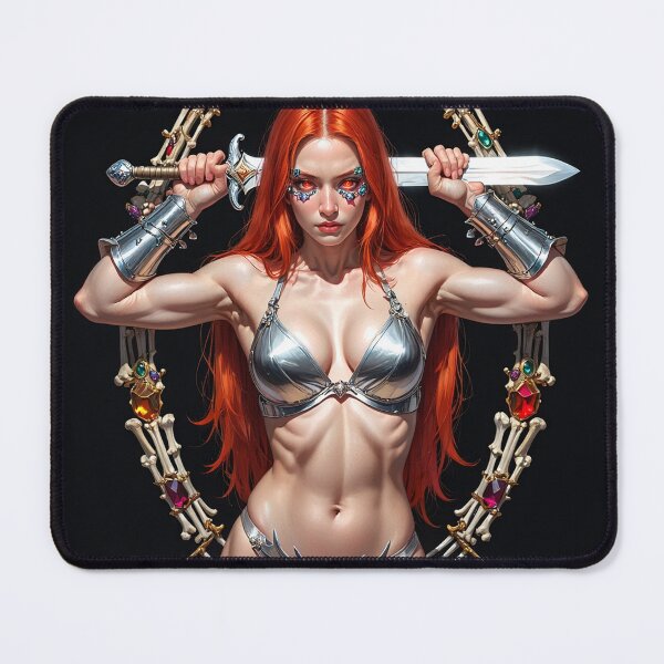 Item preview, Red Haired warrior woman fantasy art designed and sold by Vintage Designs +.