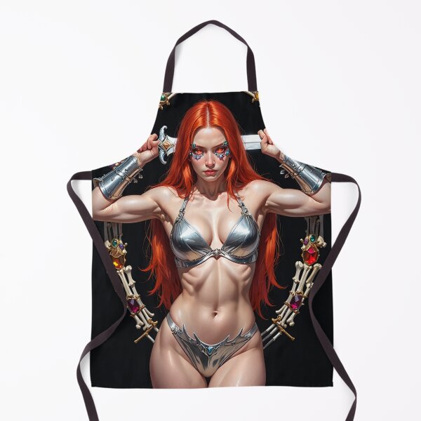 Item preview, Red Haired warrior woman fantasy art designed and sold by Vintage Designs +.