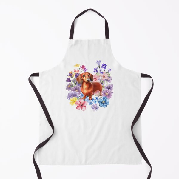 Item preview, Watercolor floral Red Dachshund designed and sold by HappyDogPark.