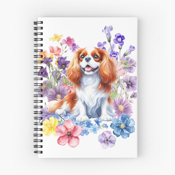 Item preview, Watercolor floral Cavalier King Charles Spaniel designed and sold by HappyDogPark.
