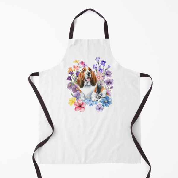Item preview, Watercolor floral Basset Hound designed and sold by HappyDogPark.