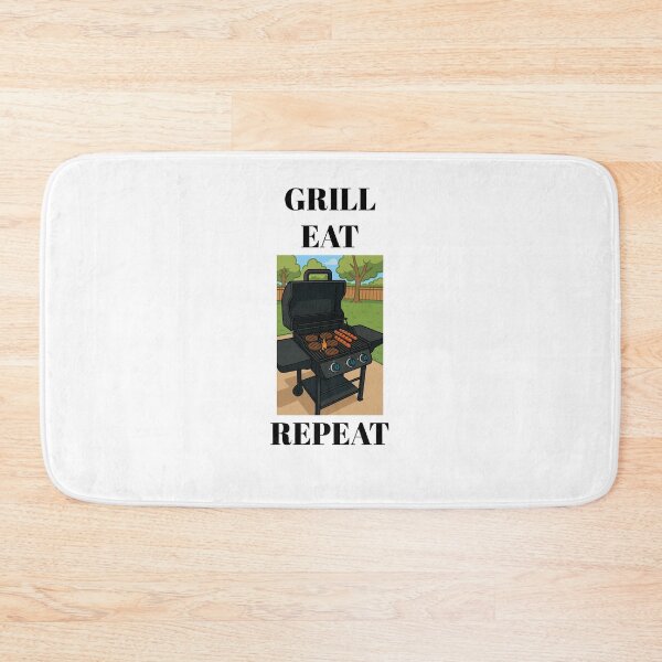 Aperçu de l'œuvre Dessin animé Grill Eat Repeat créée et vendue par moshmastermetalbbq.