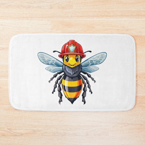 Item preview, European honey bee (Apis mellifera), Firefighter bee, Cute flying honeybee with fireman helmet, illustration character bug bee cartoon, with a fireman helmet designed and sold by Danler.