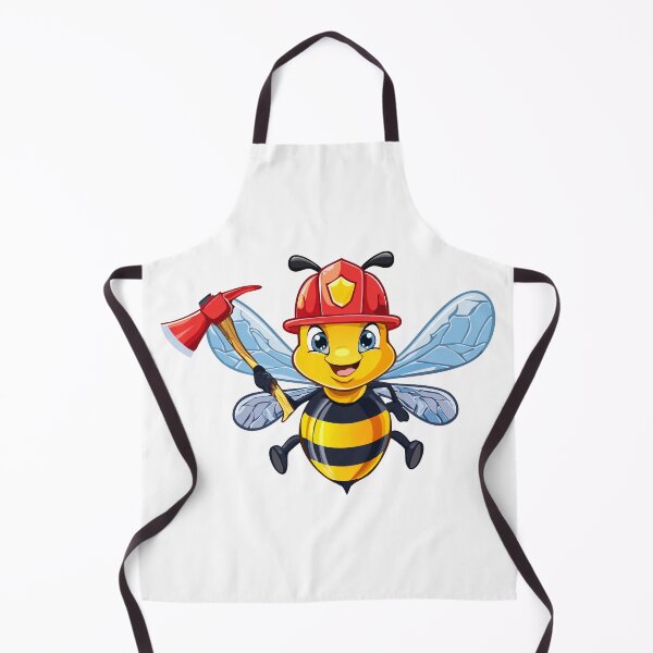 Item preview, European honey bee (Apis mellifera), Firefighter bee and an ax, Cute flying honeybee with fireman helmet, illustration character bug bee cartoon, with a fireman helmet and axe in hand designed and sold by Danler.