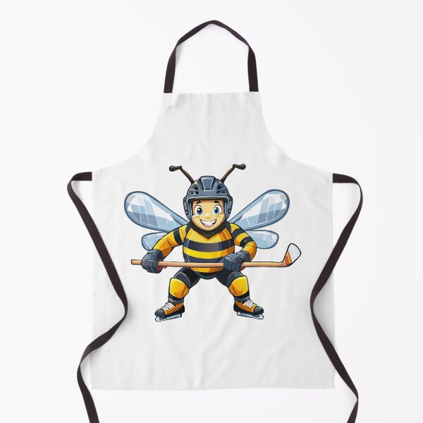 Item preview, European honey bee (Apis mellifera), cartoon cute happy bee hockey player playing sport, bee Ice hockey player skating and shooting the puck designed and sold by Danler.