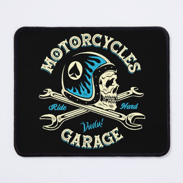 Item preview, Mechanic Skull Motorcycle Helmet with Crossed Wrenches - "Motorcycles Garage Ride Hard" Biker Workshop Art designed and sold by Vudu! ⚡ Studio.