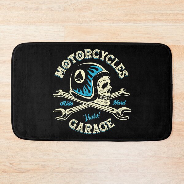 Item preview, Mechanic Skull Motorcycle Helmet with Crossed Wrenches - "Motorcycles Garage Ride Hard" Biker Workshop Art designed and sold by Vudu! ⚡ Studio.