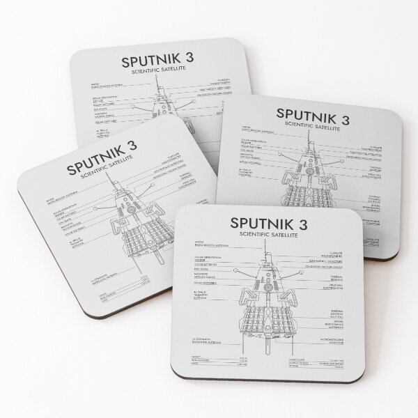 Item preview, Sputnik 3. Scientific Satellite (White Stencil-No Background) designed and sold by BGALAXY.