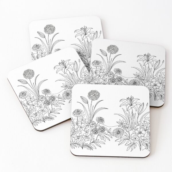 Item preview, Wildflower Garden Medley Line Art designed and sold by Art_By_Sam.