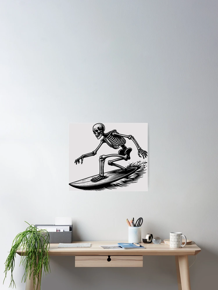 Thumbnail 2 of 3, Poster, Surfing Skeleton designed and sold by Ultimate-Rabbit.