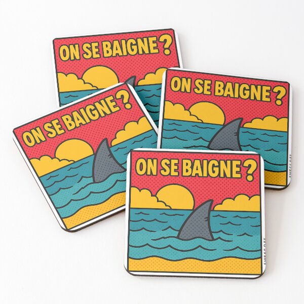 Item preview, On se baigne ??? – Design Pop Art Été Mer avec Requin – Sweet Day designed and sold by Sweetday2025.