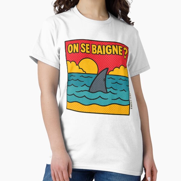 Artikel-Vorschau von On se baigne ??? – Design Pop Art Été Mer avec Requin – Sweet Day, designt und verkauft von Sweetday2025.