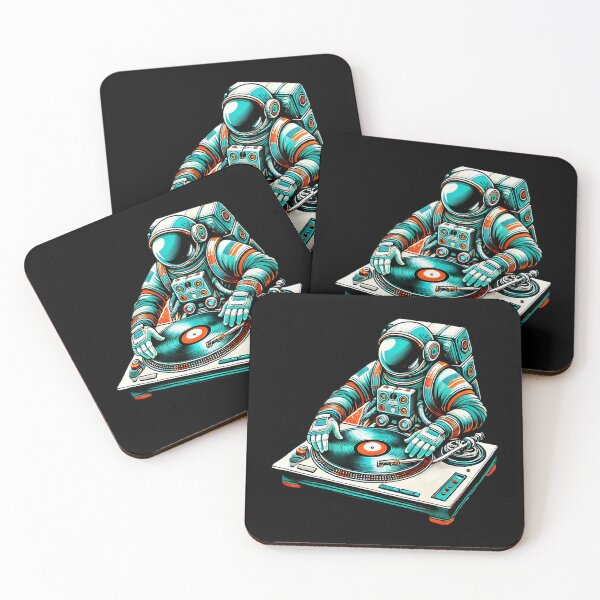 Item preview, Astronaut DJ Spinning Vinyl Outer Space Music Vibes Design designed and sold by DrawHandArt.