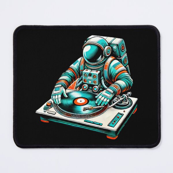 Item preview, Astronaut DJ Spinning Vinyl Outer Space Music Vibes Design designed and sold by DrawHandArt.