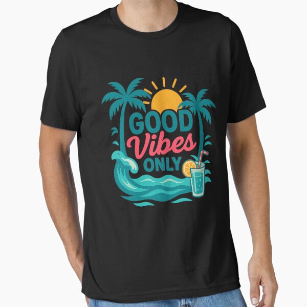 Item preview, Good Vibes Only Retro Summer Beach Tee Positive Vibes Tropical Chill Beach Graphic designed and sold by Sasikharn.