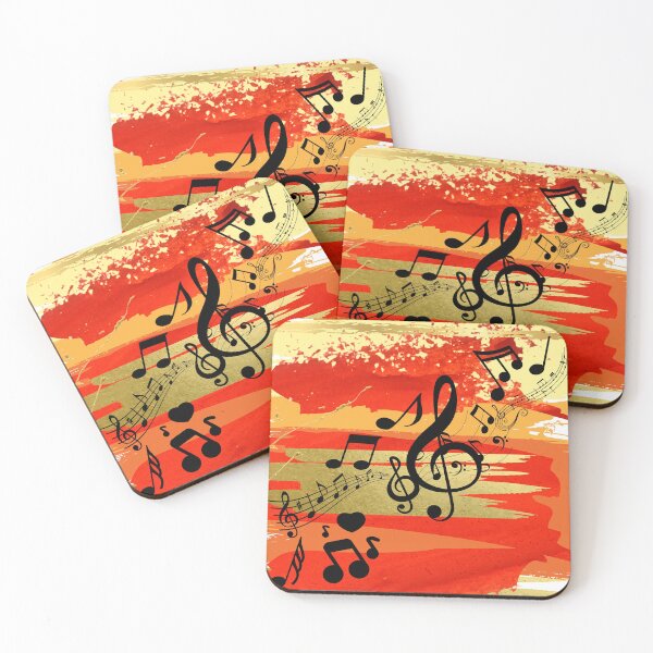 Item preview, A Treble Clef With Music Notation On Orange & Gold designed and sold by BrightrDayMusicArt.