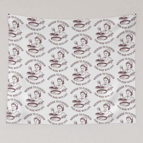 Item preview, Vintage Kitchen Love - Nourish to Flourish Cooking Quote designed and sold by Taans-Creation.