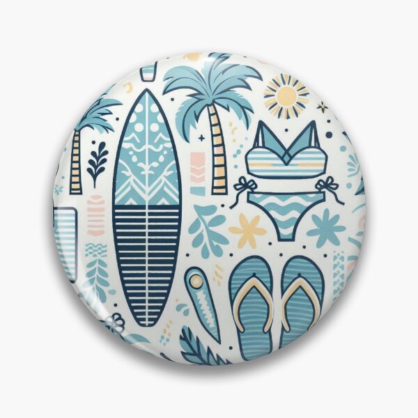 Item preview, Big Beach Pattern, surboard, bikini, palm tree, sun, sunglasses designed and sold by SaltySurfgirl.