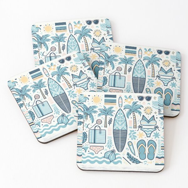 Item preview, Big Beach Pattern, surboard, bikini, palm tree, sun, sunglasses designed and sold by SaltySurfgirl.