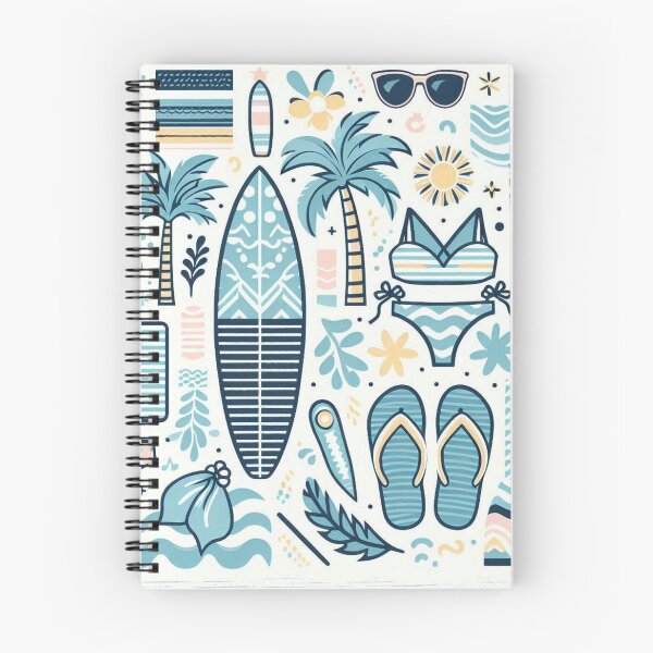 Item preview, Big Beach Pattern, surboard, bikini, palm tree, sun, sunglasses designed and sold by SaltySurfgirl.