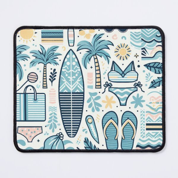Item preview, Big Beach Pattern, surboard, bikini, palm tree, sun, sunglasses designed and sold by SaltySurfgirl.