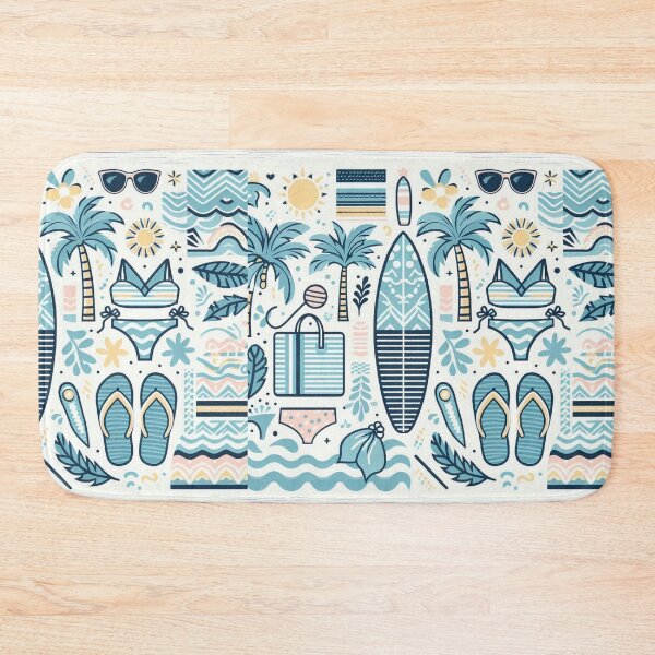 Item preview, Big Beach Pattern, surboard, bikini, palm tree, sun, sunglasses designed and sold by SaltySurfgirl.