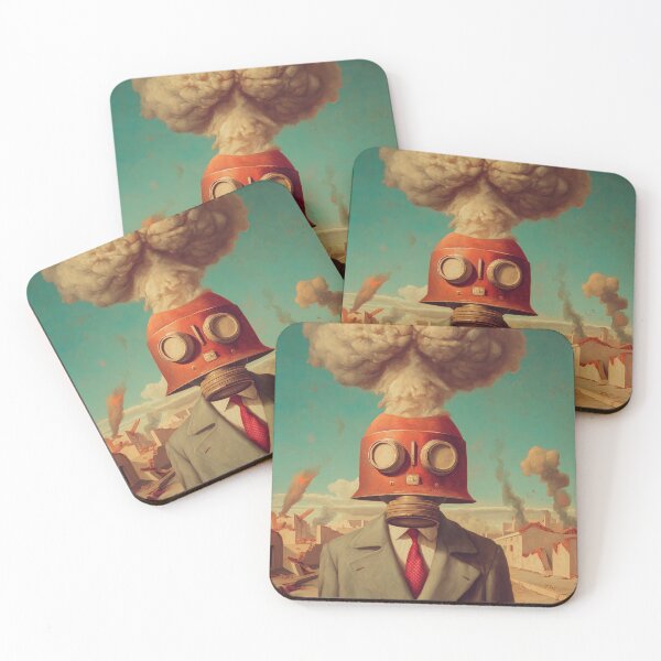 Item preview, Surreal Gas Mask Man with Mushroom Cloud Head designed and sold by Retrocranio.