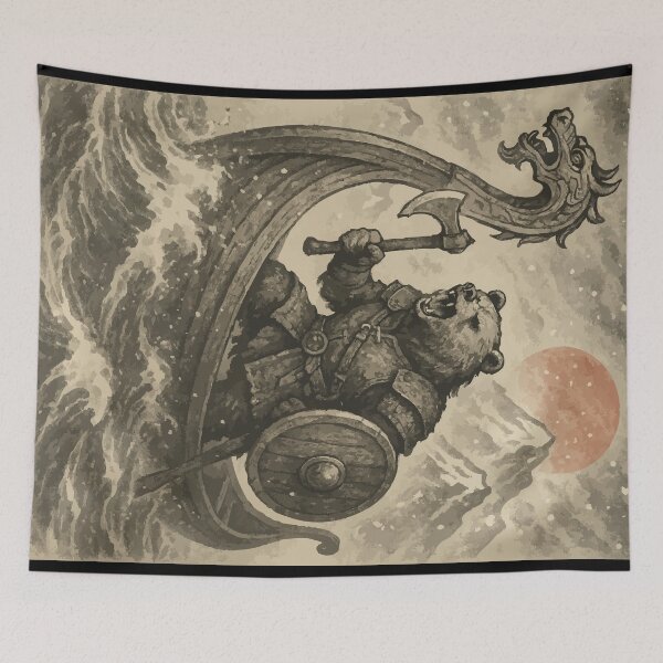 Item preview, Bear Viking Norse Mythology Sumie Vintage designed and sold by TomFrontierArt.
