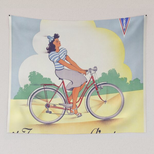 Item preview, Hurricane Bicycles 1950s Cycling Poster Belgian designed and sold by Onodera.