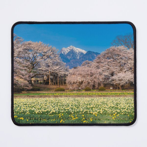 Item preview, Majestic Spring Blossom Landscape with Cherry Trees and Daffodil Fields in Rural Japan designed and sold by Pix4Japan.