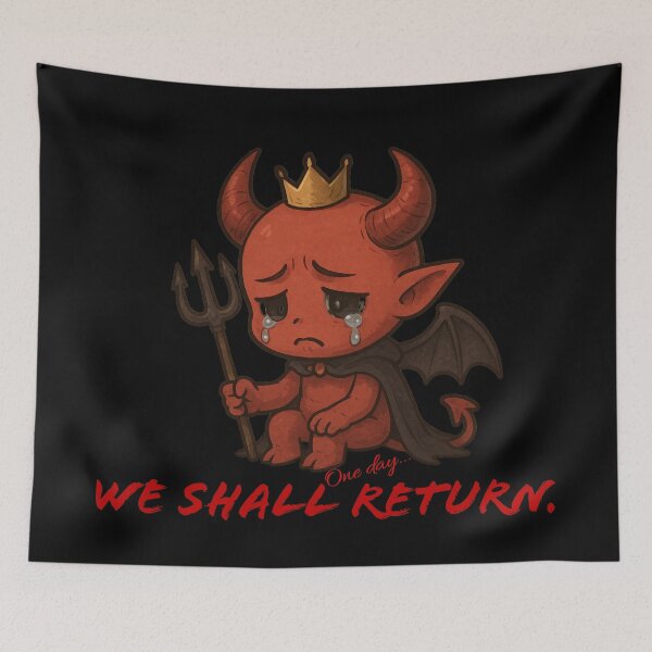 Item preview, Sad Demon King – Chibi Crying Devil with Crown and Trident designed and sold by AWB-Apo11o.