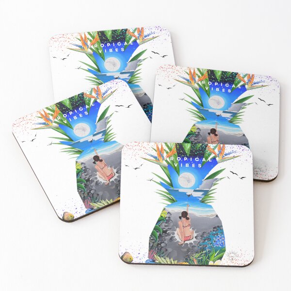 Item preview, Tropical vibes, imaginary tropical landscape designed and sold by GabiVitryArt.