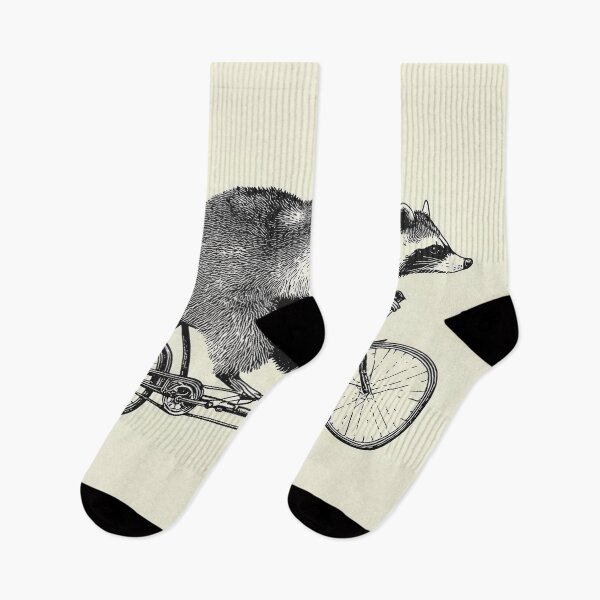 Item preview, Vintage Raccoons on Tandem Bicycle Ink Drawing designed and sold by Retrocranio.