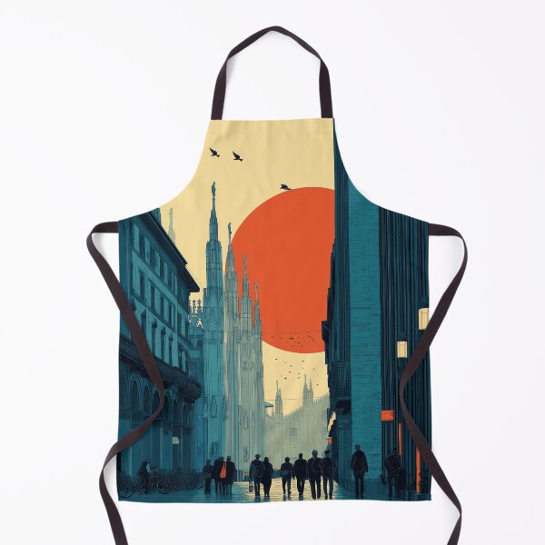 Item preview, Futuristic City of Milan Street Scene with Red Sun and Gothic Architecture designed and sold by Retrocranio.
